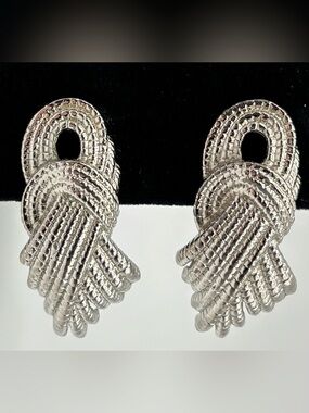 Givenchy Silver-Tone Textured Knot Drop Earrings